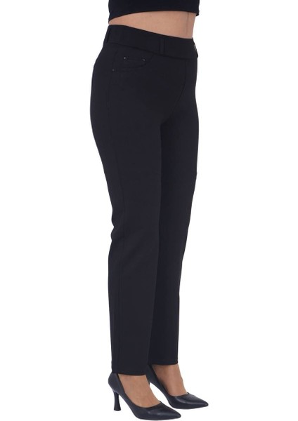 Büyük Beden Kadın Boru Paça Yüksek Bel Toparlayıcı Beli Lastikli Pamuklu Pantolon modelleri