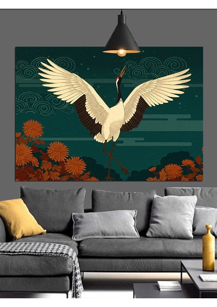 Uçan Beyaz Turna Kuşu Dekoratif Kanvas - Mdf Ahşap Tablo modelleri
