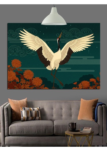 Uçan Beyaz Turna Kuşu Dekoratif Kanvas - Mdf Ahşap Tablo fırsatları