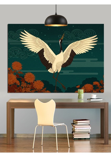 Uçan Beyaz Turna Kuşu Dekoratif Kanvas - Mdf Ahşap Tablo indirimleri