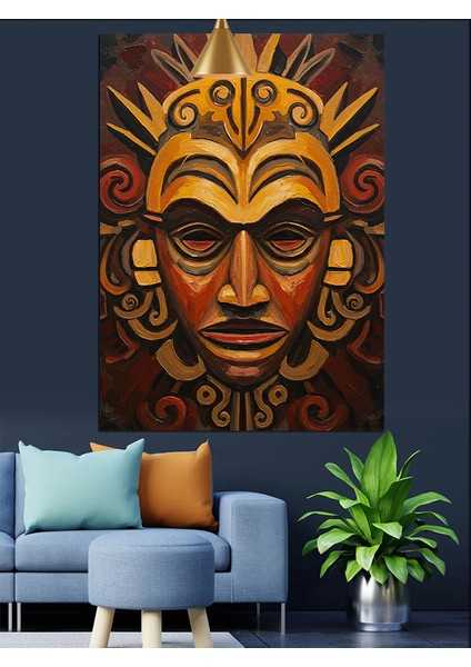 Altın Rengi Maske Dekoratif Kanvas - Mdf Ahşap Tablo
