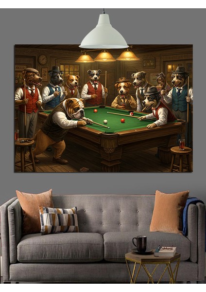 Poker Masasında Oynayan Hayvanlar Dekoratif Kanvas - Mdf Ahşap Tablo