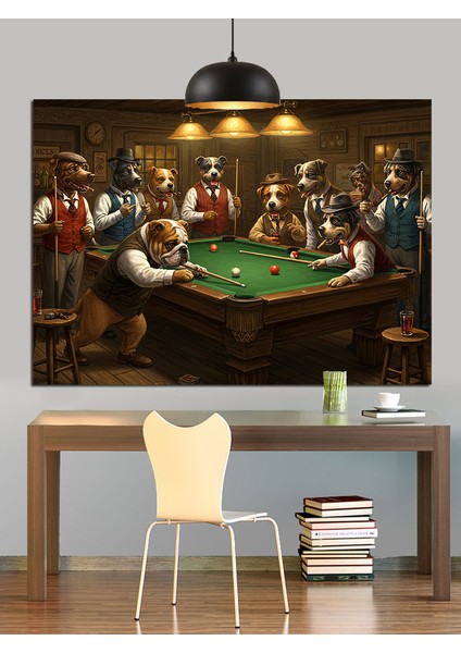 Poker Masasında Oynayan Hayvanlar Dekoratif Kanvas - Mdf Ahşap Tablo fiyatları