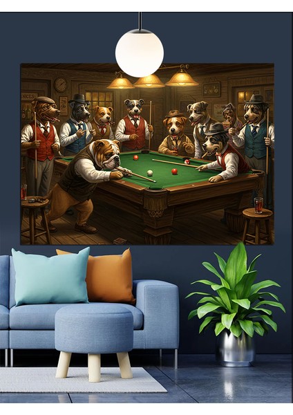 Poker Masasında Oynayan Hayvanlar Dekoratif Kanvas - Mdf Ahşap Tablo modelleri