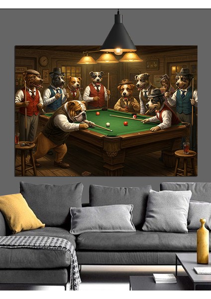 Poker Masasında Oynayan Hayvanlar Dekoratif Kanvas - Mdf Ahşap Tablo indirimleri