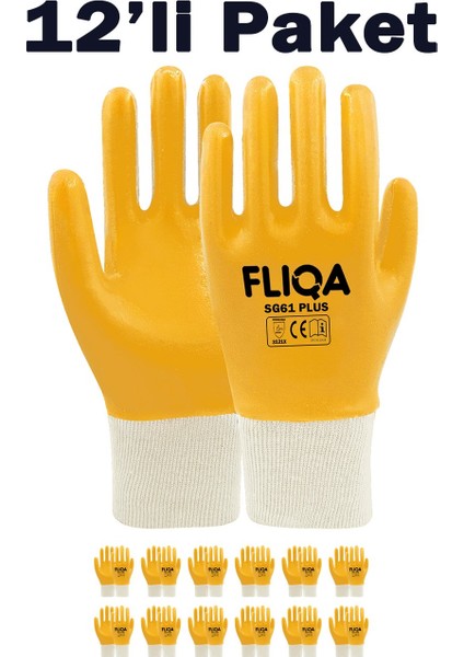 SG61 PLUS Tam Nitril Aşınmaya Dayanıklı Mekanik İş Eldiveni 12'li Paket