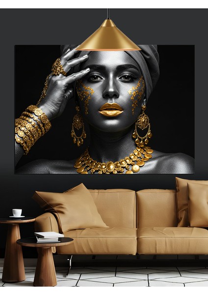 Altın Kadın Heykel Sanat Dekoratif Kanvas - Mdf Ahşap Tablo fiyatları