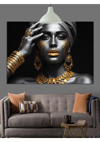 Altın Kadın Heykel Sanat Dekoratif Kanvas - Mdf Ahşap Tablo fırsatları