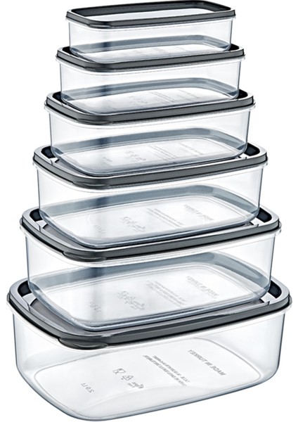 Dikdörtgen Sweet Şeffaf Saklama Kabı Seti 300/500/800/1200/1900/2900 ml 6lı DG-3153060218015