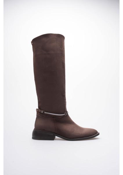 Kadın Süet Çizme Tokalı Kalın Topuklu Kahve Miretta fiyatları
