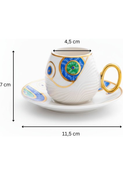 Evil Eye Nazar Boncuğu Figürlü 6 Kişilik Porselen Kahve Fincan Takımı fiyatları
