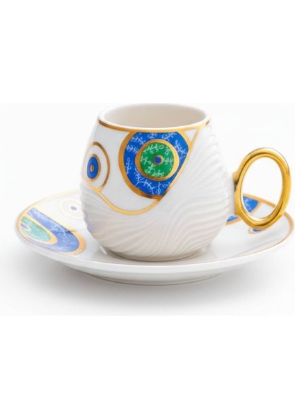 Evil Eye Nazar Boncuğu Figürlü 6 Kişilik Porselen Kahve Fincan Takımı fırsatları