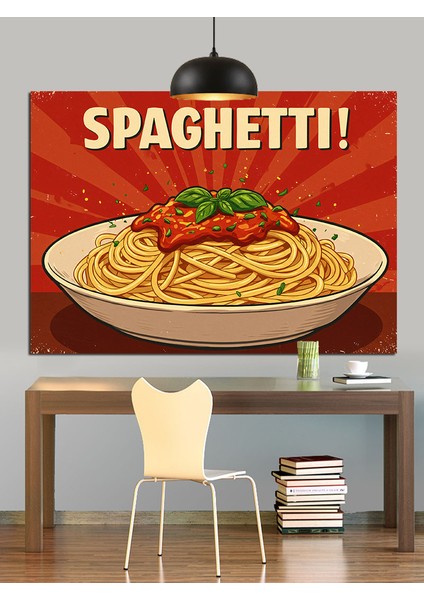Makarna Spagetti Italyan Yemeği Dekoratif Kanvas - Mdf Ahşap Tablo modelleri