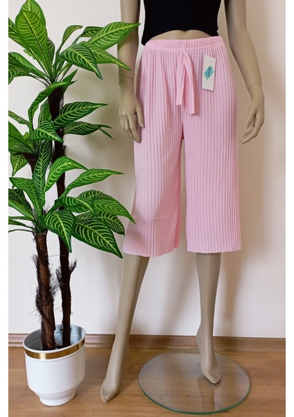 Kadın Fitilli Çizgili Raporlu Pamuklu Bermuda Pantolon indirimleri