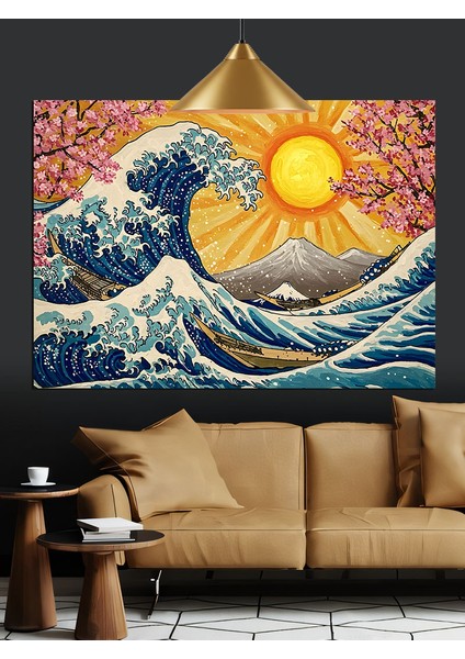Büyük Dalga ve Güneş Dekoratif Kanvas - Mdf Ahşap Tablo indirimleri