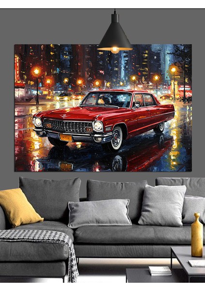Kırmızı Klasik Amerikan Spor Araba Dekoratif Kanvas - Mdf Ahşap Tablo modelleri