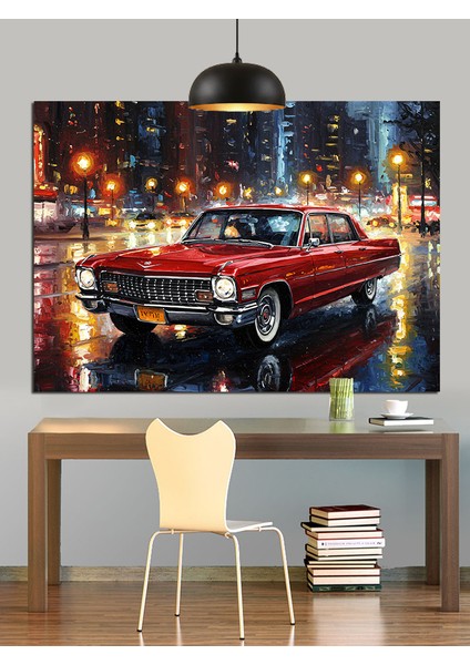 Kırmızı Klasik Amerikan Spor Araba Dekoratif Kanvas - Mdf Ahşap Tablo indirimleri