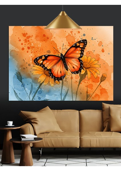Uçuşan Kanatlı Güzel Kelebek Dekoratif Kanvas - Mdf Ahşap Tablo