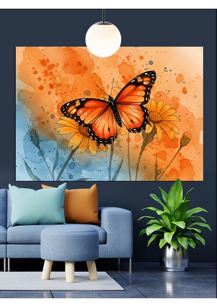 Uçuşan Kanatlı Güzel Kelebek Dekoratif Kanvas - Mdf Ahşap Tablo indirimleri