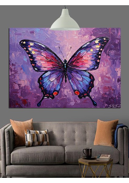 Kelebek Uçan Mor Kanatlar Dekoratif Kanvas - Mdf Ahşap Tablo indirimleri
