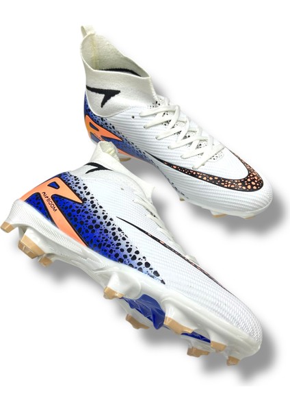 Yeni Model Özel Taban Çoraplı Krampon Beyaz Siyah Mavi Desenli