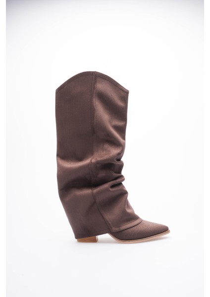 Kadın Süet Çizme Körüklü Çekme Western Kahve Merina fiyatları
