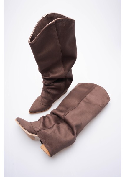 Kadın Süet Çizme Körüklü Çekme Western Kahve Merina modelleri