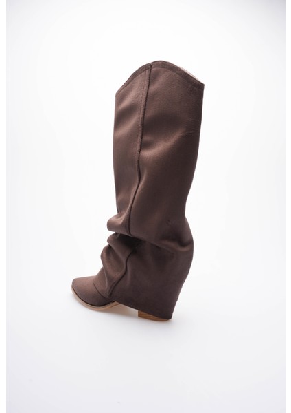 Kadın Süet Çizme Körüklü Çekme Western Kahve Merina fırsatları