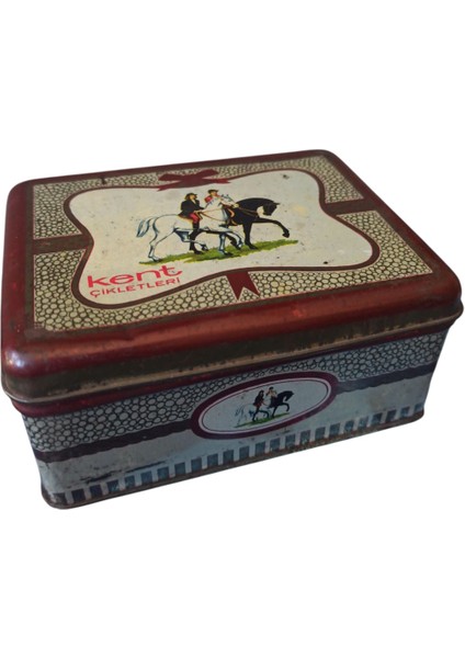 Vintage Kent Çikletleri Dekoratif Teneke Çiklet Kutusu & 13X10X6 cm
