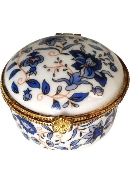 Porselen Işlemeli Likalı Hokka, Şık Kaliteli Zarif Hokka, Mürekkep Kutusu, Yuvarlak Mavi modelleri