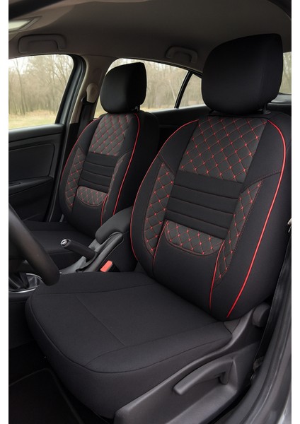 Hyundai Accent Yumurta Kasa 1996 Üniversal Kırmızı Desenli Brıght Color Deri Detaylı Oto Kılıf