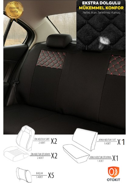 Hyundai Accent Yumurta Kasa 1996 Üniversal Kırmızı Desenli Brıght Color Deri Detaylı Oto Kılıf