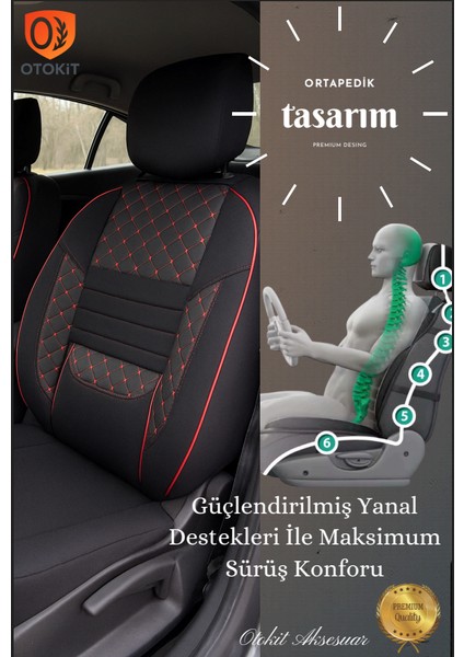 Hyundai Accent Yumurta Kasa 1996 Üniversal Kırmızı Desenli Brıght Color Deri Detaylı Oto Kılıf