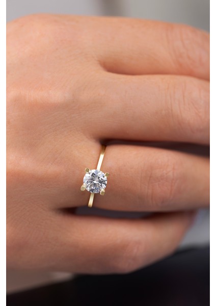 8 Ayar Altın Tektaş Yüzük modelleri