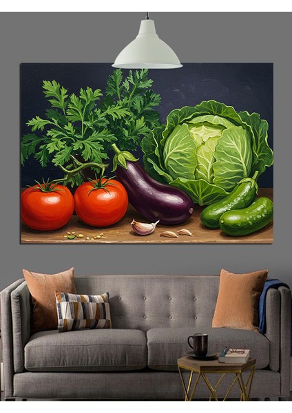 Taze Sebzeler Sağlıklı Beslenme Dekoratif Kanvas - Mdf Ahşap Tablo fiyatları