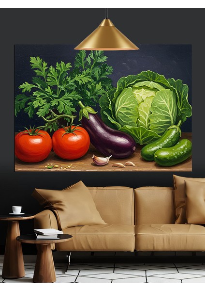 Taze Sebzeler Sağlıklı Beslenme Dekoratif Kanvas - Mdf Ahşap Tablo indirimleri