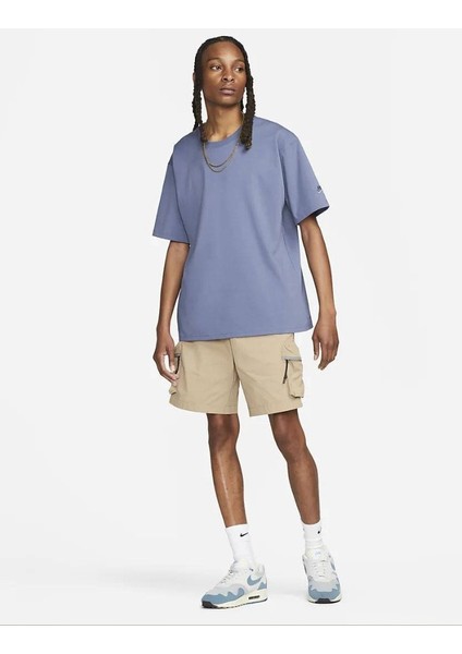 Sportswear Tech Pack Short-Sleeve Dri-Fıt Top - Diffused Blue Pamuklu Spor Tişört