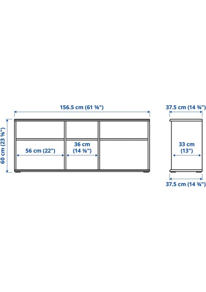 Skruvby Tv Sehpası Mavi Siyah 156 x 38 x 60 cm fiyatları