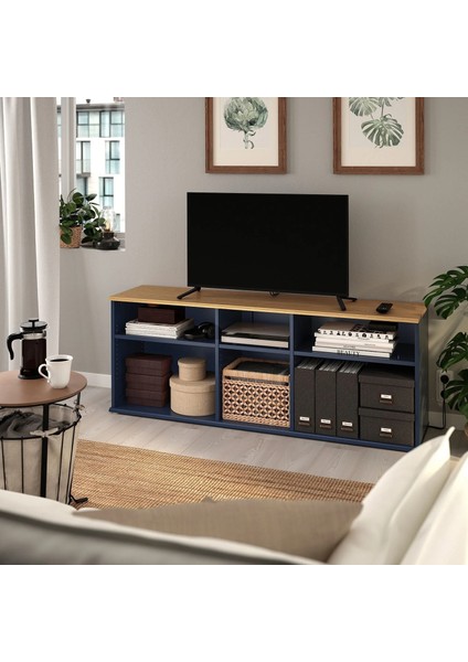 Skruvby Tv Sehpası Mavi Siyah 156 x 38 x 60 cm modelleri