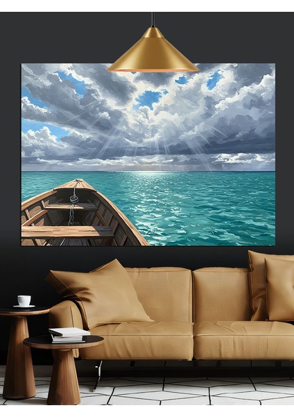 Fırtınalı Denizde Büyük Dalgalar Dekoratif Kanvas - Mdf Ahşap Tablo