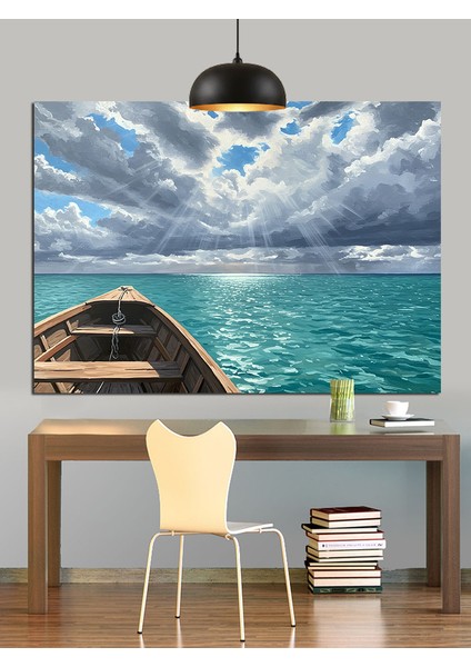 Fırtınalı Denizde Büyük Dalgalar Dekoratif Kanvas - Mdf Ahşap Tablo fırsatları