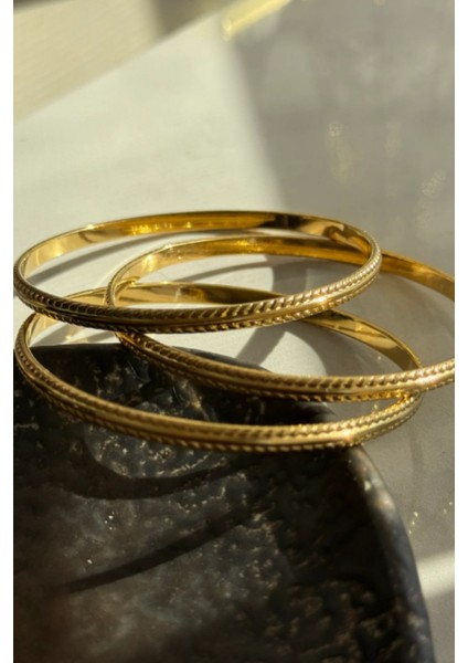 Desenli Çelik Gold Ajda Bilezik Seti (3'lü) Ajdblzk-03 fiyatları