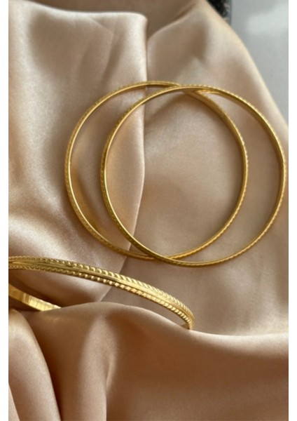 Desenli Çelik Gold Ajda Bilezik Seti (3'lü) Ajdblzk-03 fırsatları