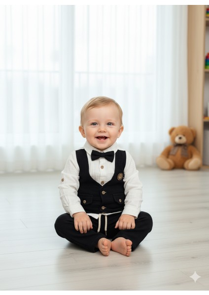 Pamuklu Müslin Papyonlu Bebek Takımı CD05 fiyatları