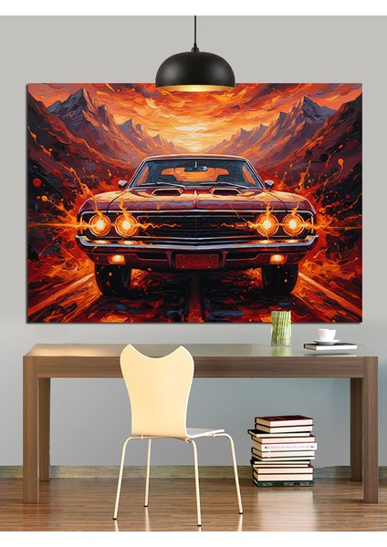 Klasik Araba Alev Hız Dekoratif Kanvas - Mdf Ahşap Tablo modelleri
