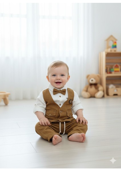 Pamuklu Müslin Papyonlu Bebek Takımı CD05 fiyatları