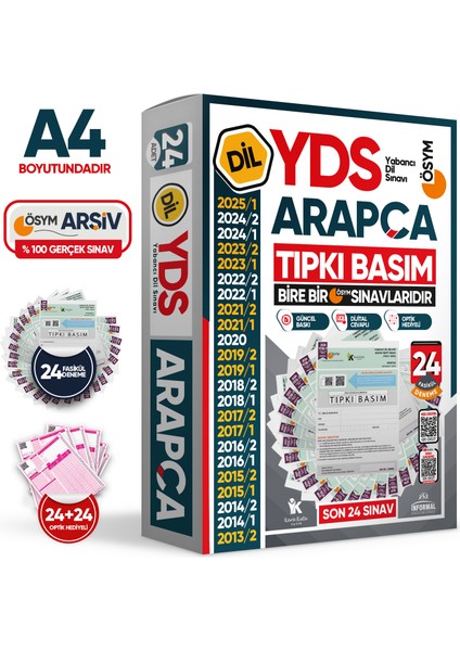 Karakutu Yayınları 2025 Yds Arapca Ösym Tıpkı Basım Çıkmış Soru Deneme Paketi 23LÜ Fasikül Seti