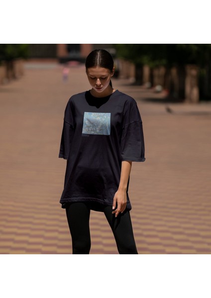 Almond Blossoms Oversize Tişört - Siyah fiyatları