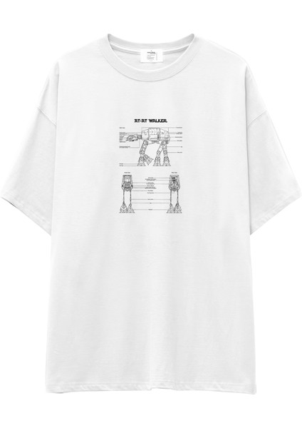At-At Walker Oversize Tişört - Beyaz