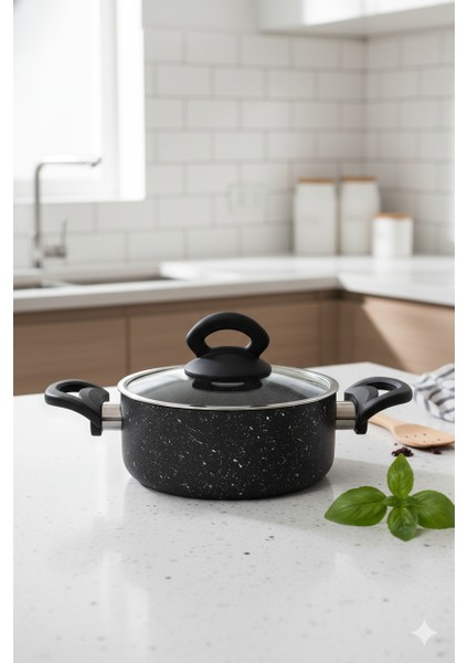 Mini Granit Tencere 16 cm Gri